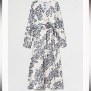 Long satin front wrap dress